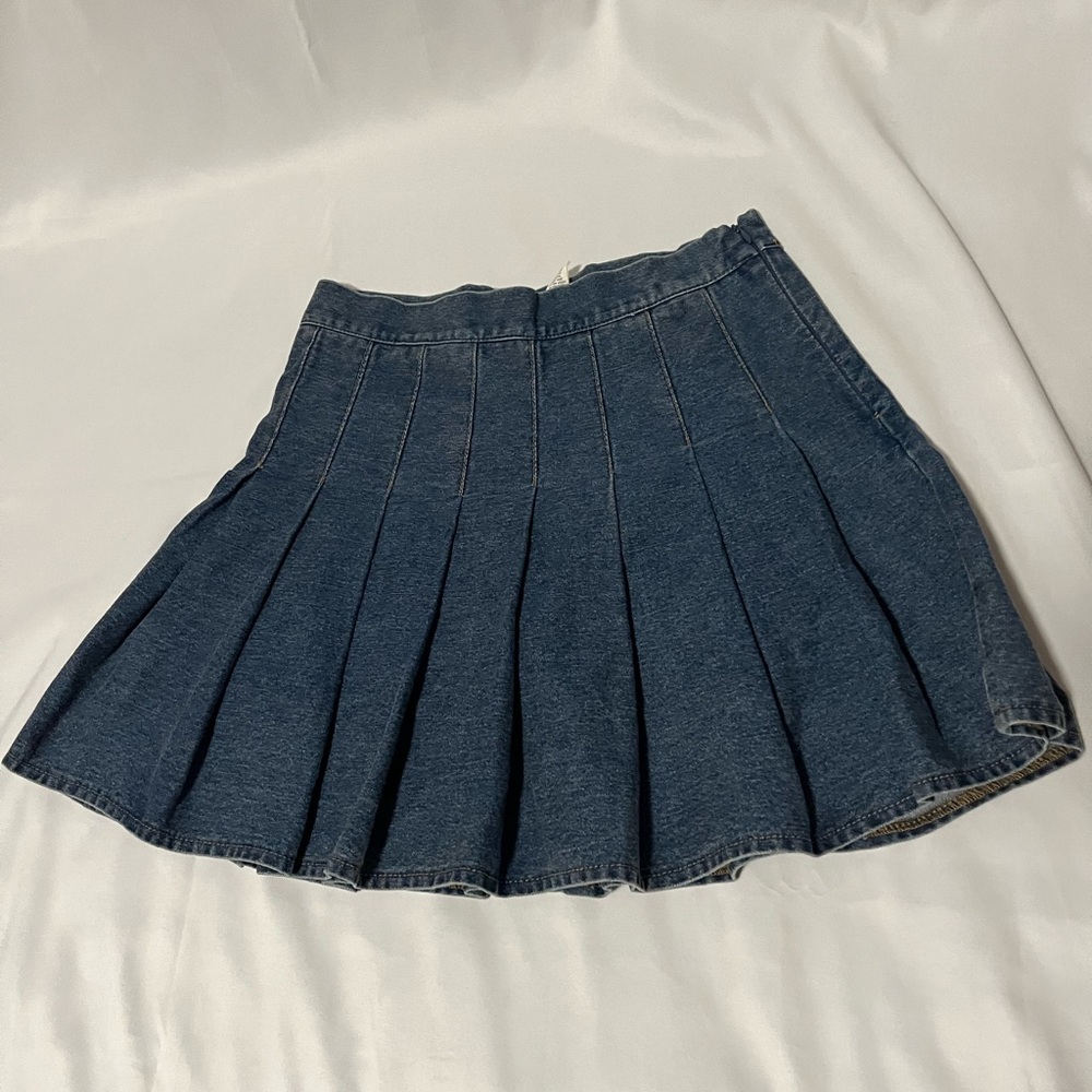 Denim Pleated Skirt